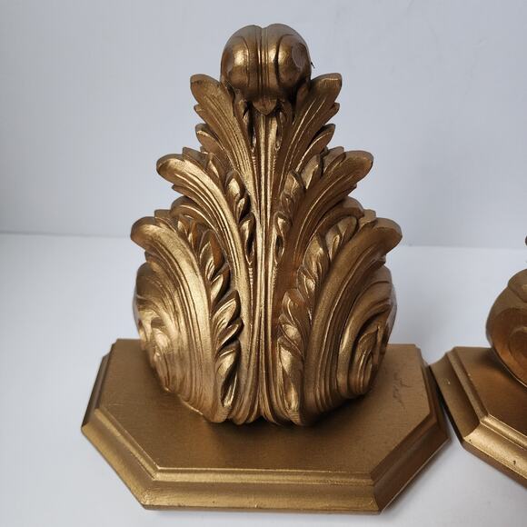 Vintage Burwood Shelves Homco Gold Hollywood 8" Regency Wall Accent Set Of 2 - Picture 5 of 10